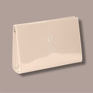Beige-Nude (Patent-Leather) Yves Saint Laurent Beauty Cosmetic-Makeup Bag/Clutch
